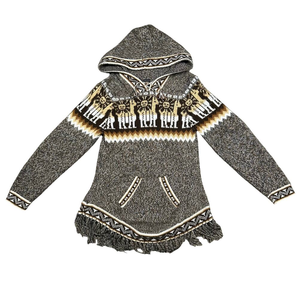 Kactus Artesanias Alpaca  Sweater Women’s Small Soft Hooded Pullover